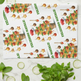 Grappige spaghetti kerstboom Delizioso Natale! Theedoek