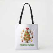 Grappige spaghetti kerstboom Delizioso Natale! Tote Bag (Voorkant)