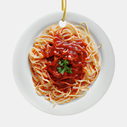 Grappige Spaghetti Pun Kerstmis Keramisch Ornament (Voorkant)