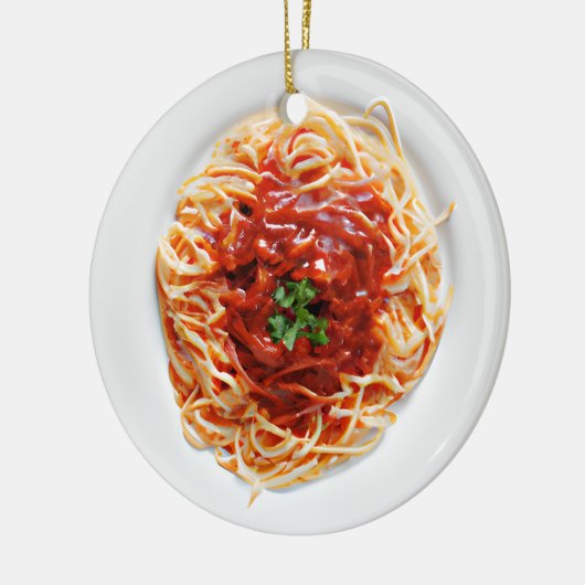 Grappige Spaghetti Pun Kerstmis Keramisch Ornament (Links)