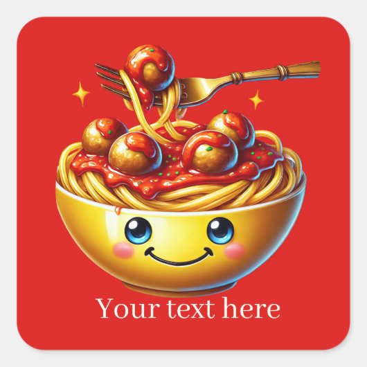 Grappige spaghetti tekst toevoegen vierkante sticker (Voorkant)