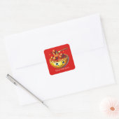 Grappige spaghetti tekst toevoegen vierkante sticker (Envelop)