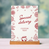 Grappige speciale bezorging pizza baby shower acryl bord (Neutraal)