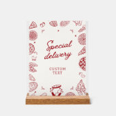 Grappige speciale bezorging pizza baby shower acryl bord (Voorkant)