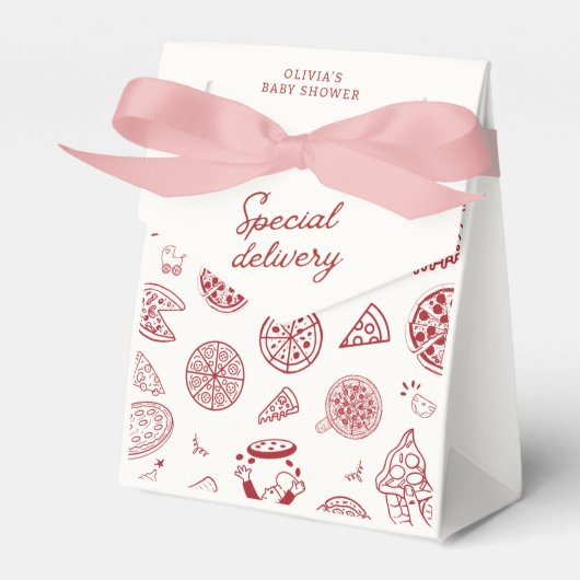 Grappige speciale bezorging pizza baby shower bedankdoosjes (Voorkant Zijde)