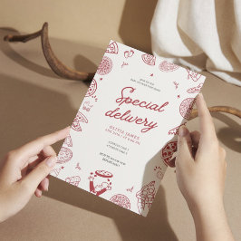 Grappige speciale bezorging pizza baby shower kaart