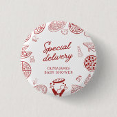 Grappige speciale bezorging pizza baby shower ronde button 3,2 cm (Voorkant)