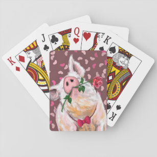Grappige Speelkaarten met Gentleman Pig - Romantis