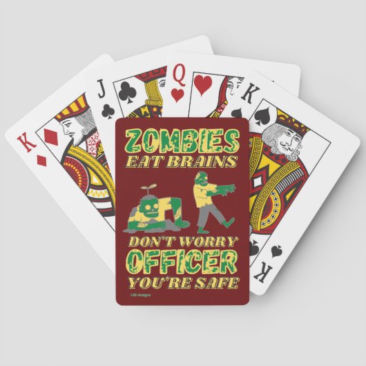 grappige speelkaarten "ZOMBIES Eten BREINEN..." (Achterkant)