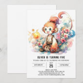 Grappige speelse aap verjaardag kaart (Voorkant / Achterkant)