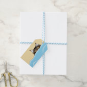 Grappige speelse gele tabby kat ochtend humor cadeaulabel (Met Touw)