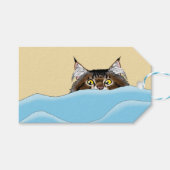 Grappige speelse gele tabby kat ochtend humor cadeaulabel (Voorkant (Horizontaal))