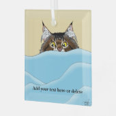 Grappige speelse gele tabby kat ochtend humor glas ornament (Voorkant links)