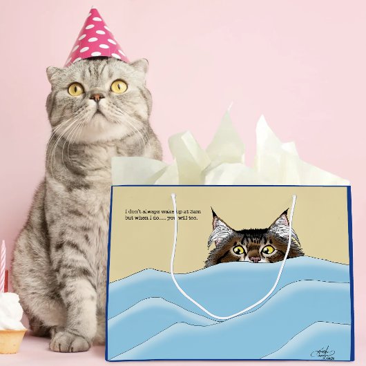 Grappige speelse gele tabby kat ochtend humor groot cadeauzakje