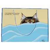 Grappige speelse gele tabby kat ochtend humor groot cadeauzakje (Achterkant)