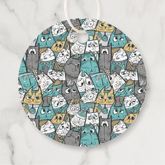 Grappige speelse katten bedankjes labels (Achterkant)