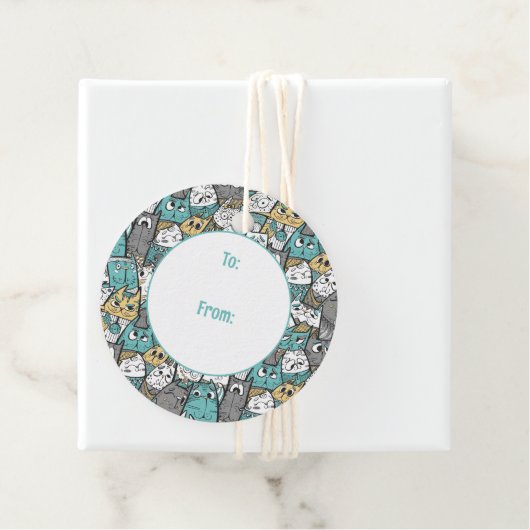 Grappige speelse katten bedankjes labels (In situ)