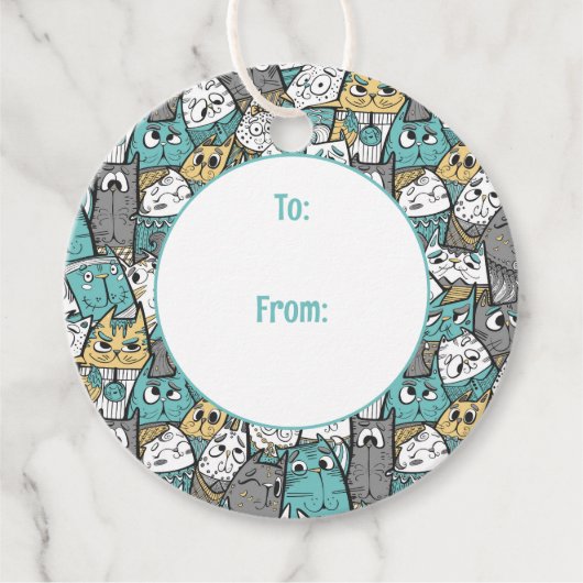 Grappige speelse katten bedankjes labels (Voorkant)