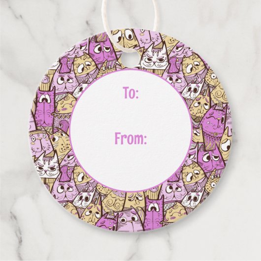 Grappige speelse katten bedankjes labels (Voorkant)