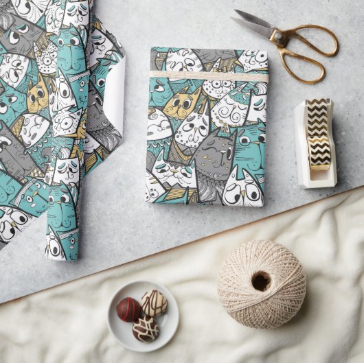 Grappige speelse katten cadeaupapier (Crafts)