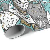 Grappige speelse katten cadeaupapier (Rol Hoek)