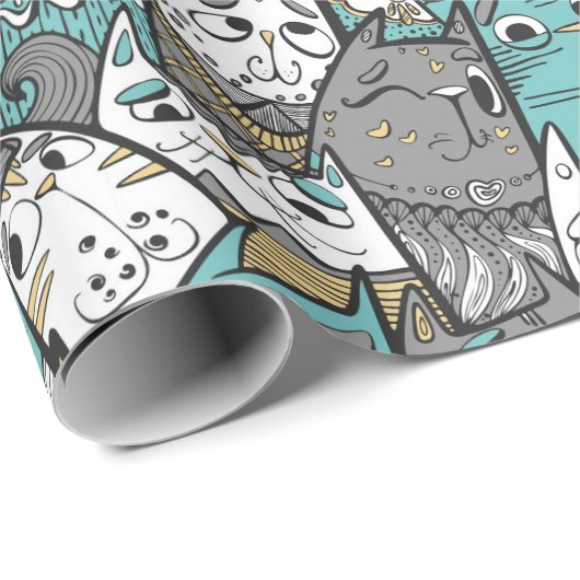 Grappige speelse katten cadeaupapier (Rol Hoek)