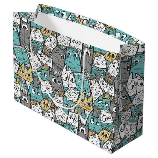 Grappige speelse katten groot cadeauzakje (Achterkant Gekanteld)