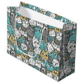 Grappige speelse katten groot cadeauzakje (Voorkant Gekanteld)