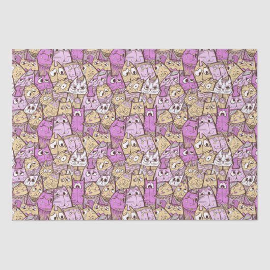 Grappige speelse katten tissuepapier (Voorkant)