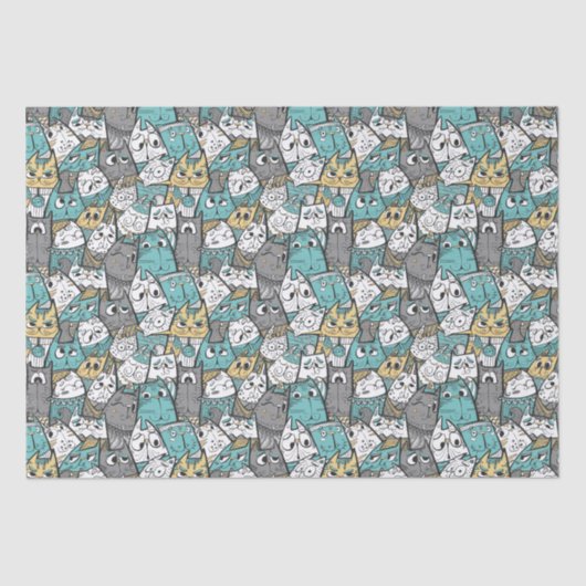 Grappige speelse katten tissuepapier (Voorkant)