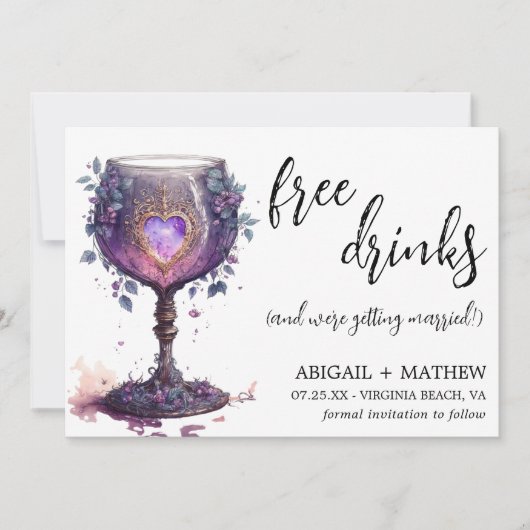 Grappige Speelse Romantische Kelk Foto Bruiloft Save The Date (Voorkant)