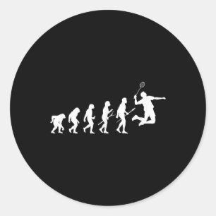 Grappige Speler Evolutie Theorie Badminton  Ronde Sticker