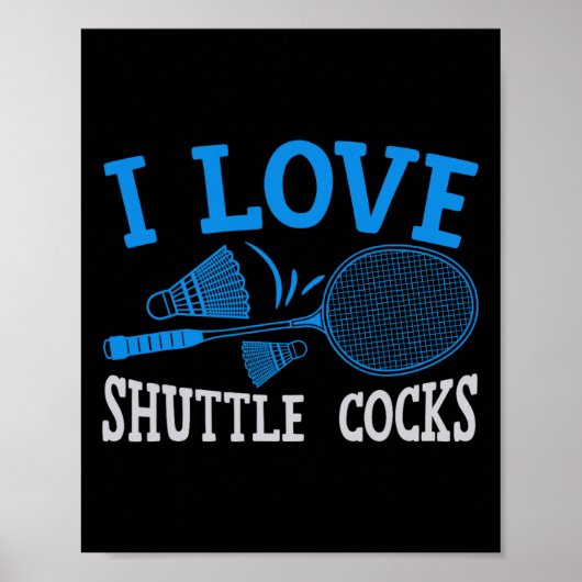 Grappige speler houdt van badminton grap ik hou va poster (Voorkant)
