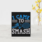 Grappige speler houdt van badminton grap ik kwam o kaart (Gele Bloem)