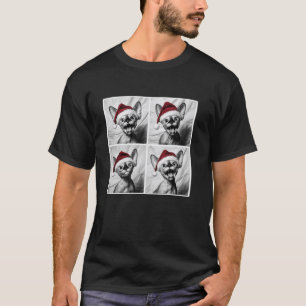 Grappige Sphynx Cat in Santa Hat Kerstfotocabine T-shirt