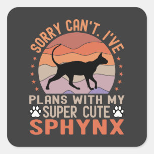 Grappige Sphynx Eigenaar Hebben Plannen Met Sphynx Vierkante Sticker