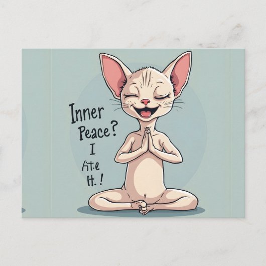 Grappige Sphynx Kat Innerlijke Vrede Kunst Briefkaart (Voorkant)