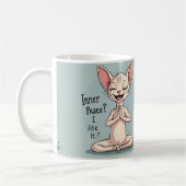Grappige Sphynx Kat Innerlijke Vrede Kunst Koffiemok (Links)