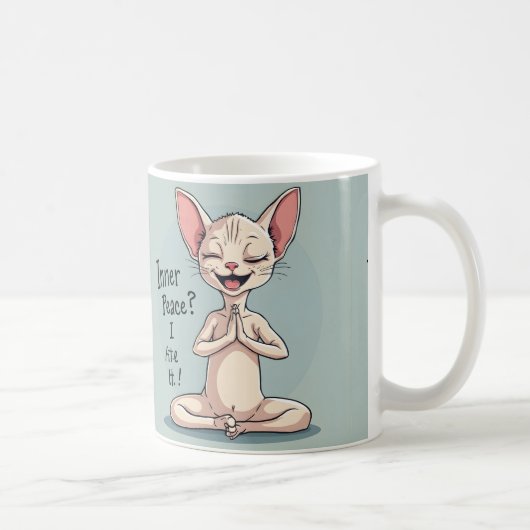 Grappige Sphynx Kat Innerlijke Vrede Kunst Koffiemok (Rechts)