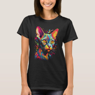 Grappige Sphynx kat, kleurrijke kat Sphynx haarloz T-shirt