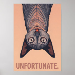 Grappige Sphynx Kat Ongelukkig Meme Kunst - Sarcas Poster