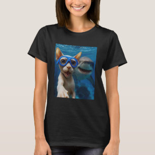 Grappige Sphynx Kat Selfie met Haaien Oceaan Liefh T-shirt