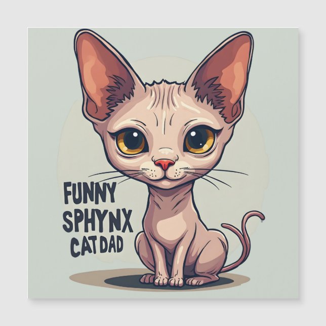 Grappige Sphynx Kat Vader Cartoon Kunst (Voorkant)