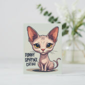 Grappige Sphynx Kat Vader Cartoon Kunst Briefkaart (Staand voorkant)