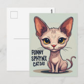 Grappige Sphynx Kat Vader Cartoon Kunst Briefkaart (Voorkant / Achterkant)
