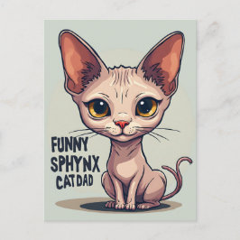 Grappige Sphynx Kat Vader Cartoon Kunst Briefkaart