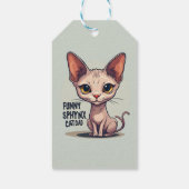 Grappige Sphynx Kat Vader Cartoon Kunst Cadeaulabel (Achterkant)