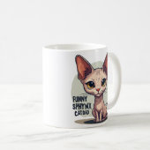 Grappige Sphynx Kat Vader Cartoon Kunst Koffiemok (Voorkant rechts)
