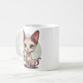 Grappige Sphynx Kat Vader Cartoon Kunst Koffiemok (Voorkant links)