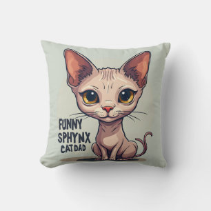 Grappige Sphynx Kat Vader Cartoon Kunst Kussen